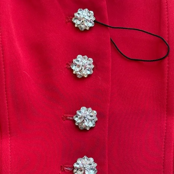 ZARA Red Rhinestone Button Corset Crop Top Bustier Tank Size S BNWT - Picture 4 of 5